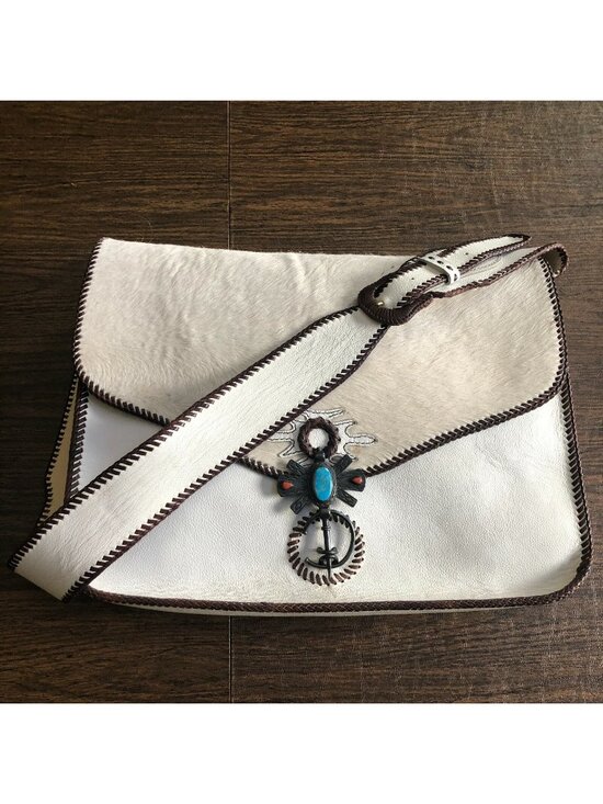 Divine Tribe by Chad Ypon Handbags - Divine Tribe by Chad Ypon Raw Hide Leather Laptop Satchel Messenger Bag RARE